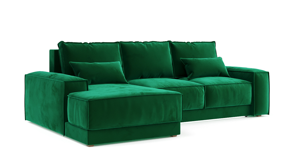 Купить угловой трехместный зеленый диван-кровать модели «Модесто 283 смг-образная оттоманка» в Санкт-Петербурге