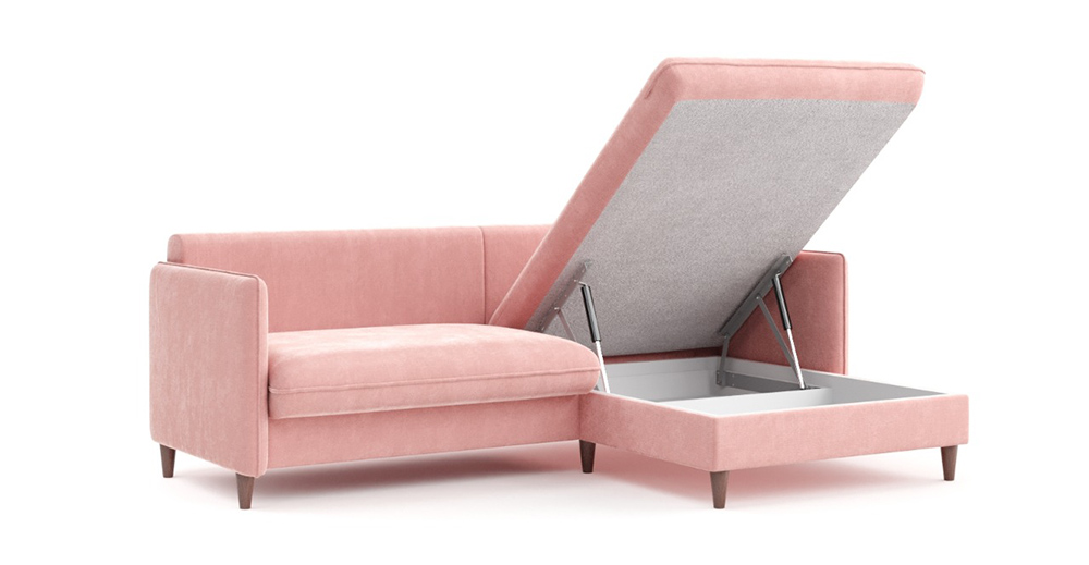 Угловой диван-кровать Берген 222 см розовый