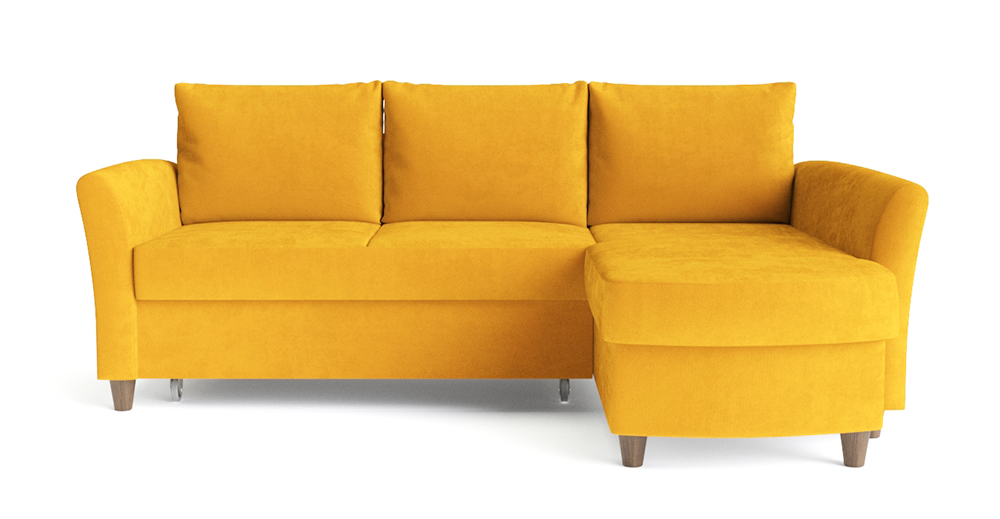 Купить угловой трехместный желтый диван-кровать модели «Катарина 9у2с» вСанкт-Петербурге