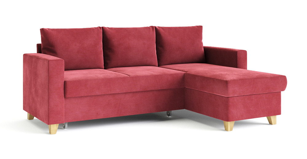 Купить угловой трехместный красный диван-кровать модели «Эмилио 9у3с» в Санкт-Петербурге